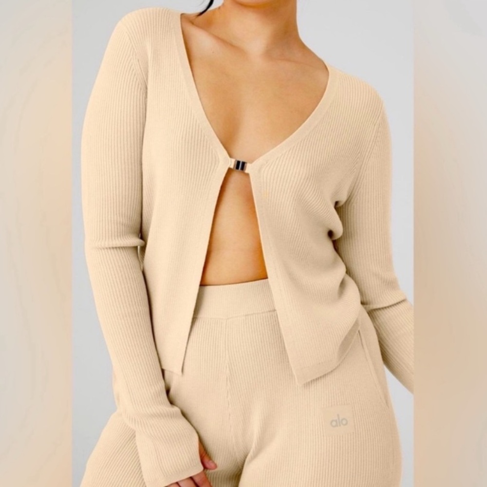 Alo Yoga Knit Salana Women Cardigan Top - Picture 2 of 10